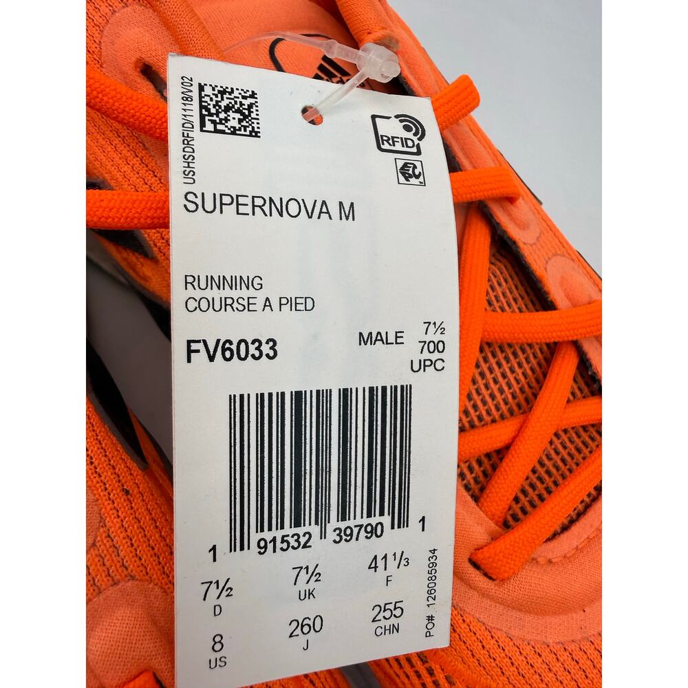 Adidas Supernova Running Shoes Bright Orange Boost Men’s Size 8 NWT FV6033 - Picture 2 of 8